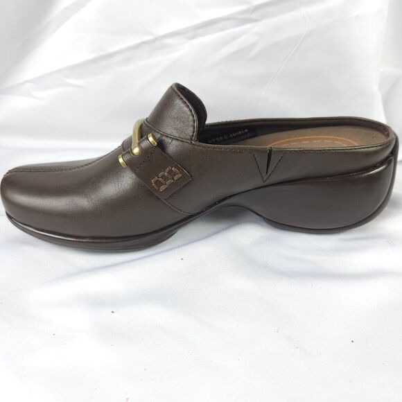 Rockport Womens 6.5M Brown Leather DMX Horsebit Mules Hydro Shield Clogs Slide - Picture 11 of 12
